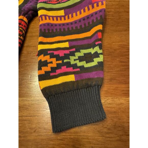 Large Benetton Vintage Crazy Retro Sweater ColorBlock United Colors Of Italy - Picture 5 of 13